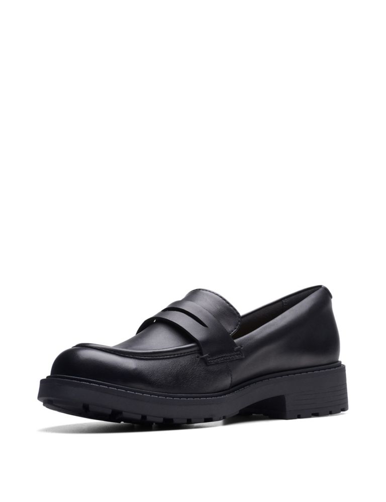 Leather Chunky Block Heel Loafers 4 of 9