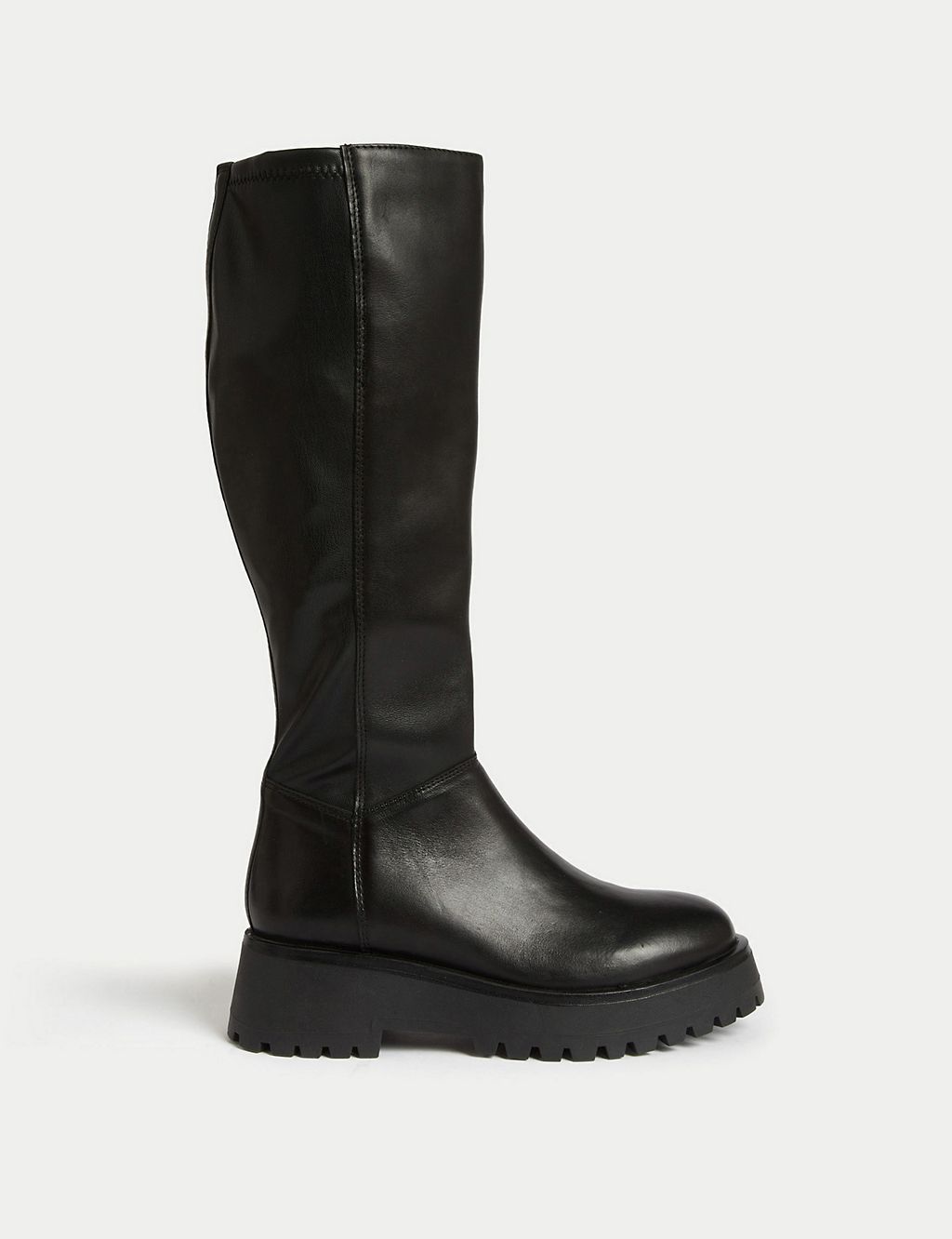 Leather Chunky Flatform Knee High Boots | M&S Collection | M&S