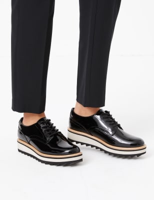 Patent Lace Up Flatform Brogues, M&S Collection