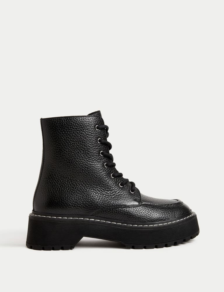 M&s black lace up boots top