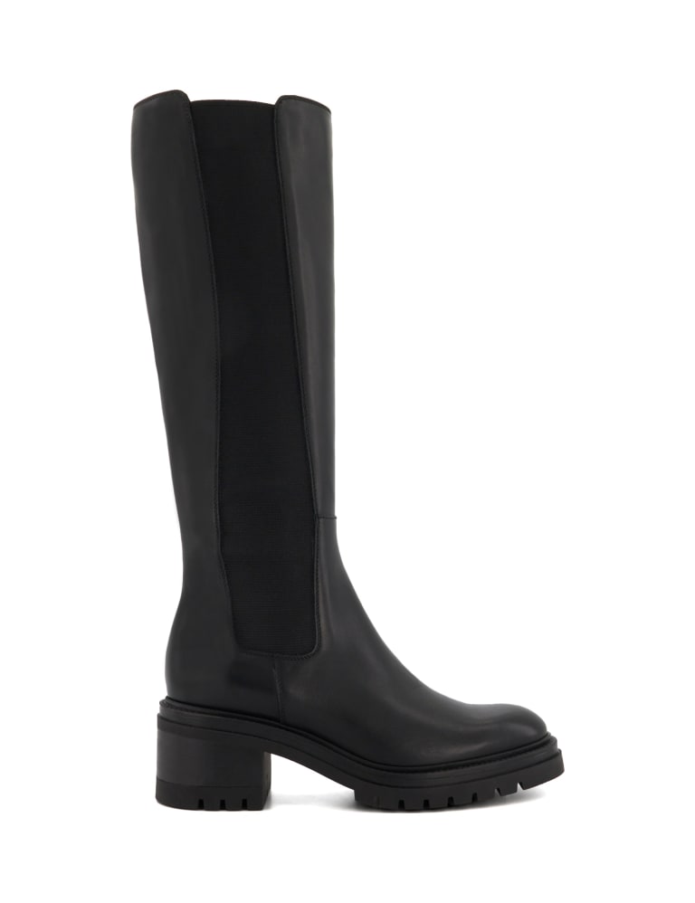 Leather Cleated Block Heel Knee High Boots 1 of 4