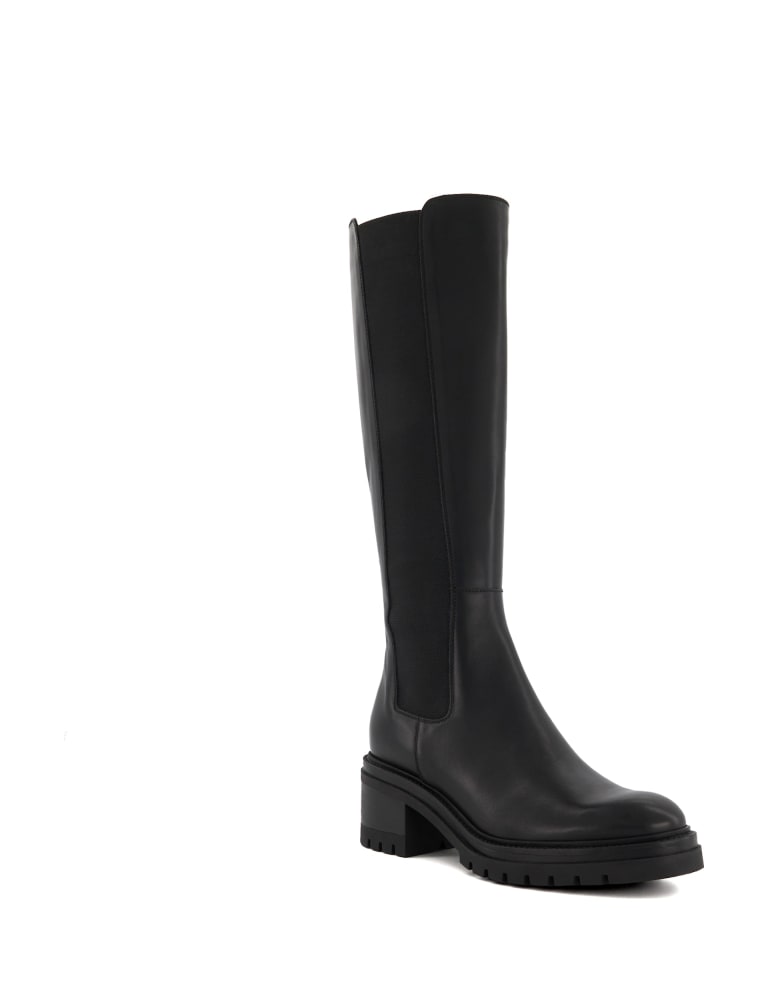 Leather Cleated Block Heel Knee High Boots 2 of 4