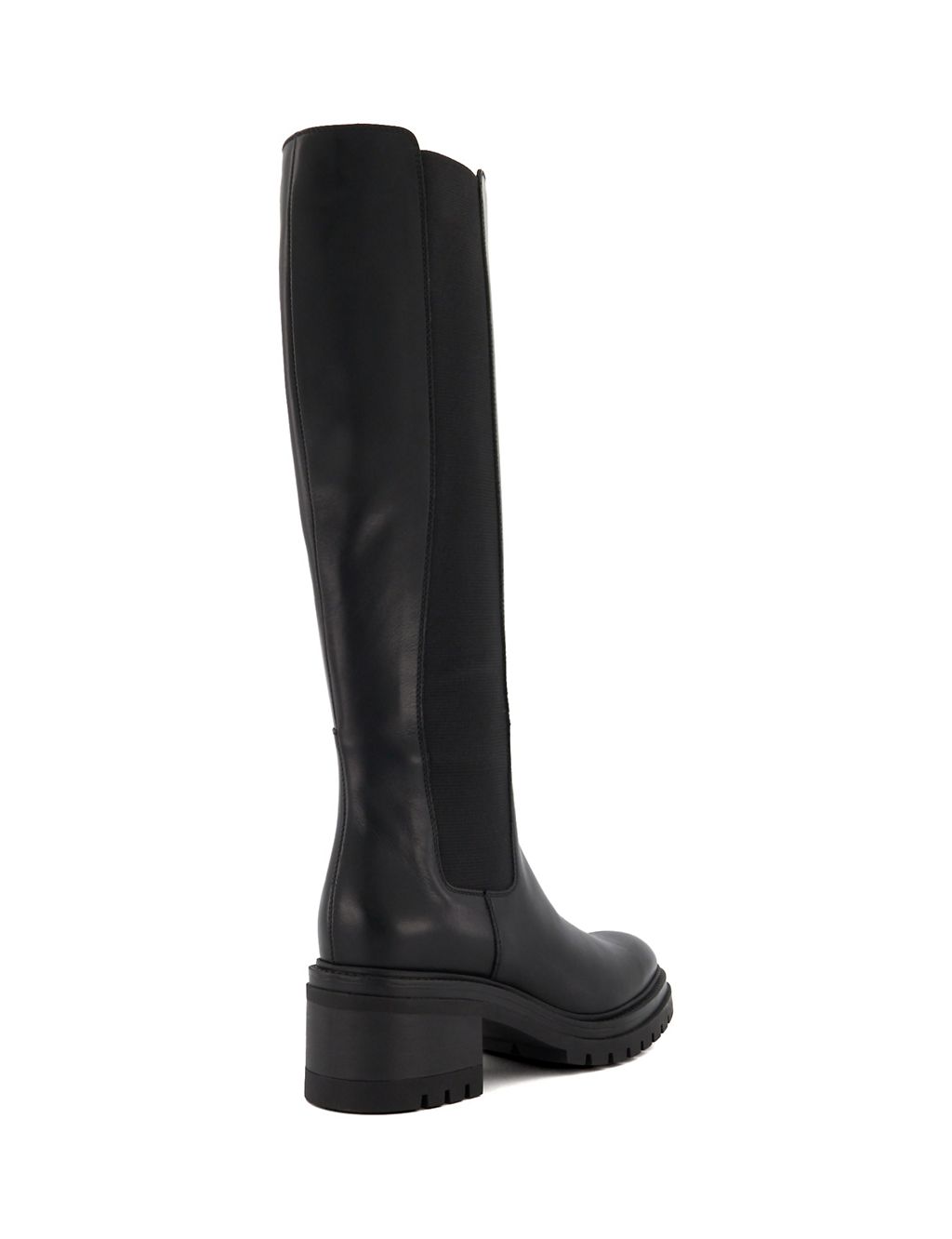 Leather Cleated Block Heel Knee High Boots 2 of 4