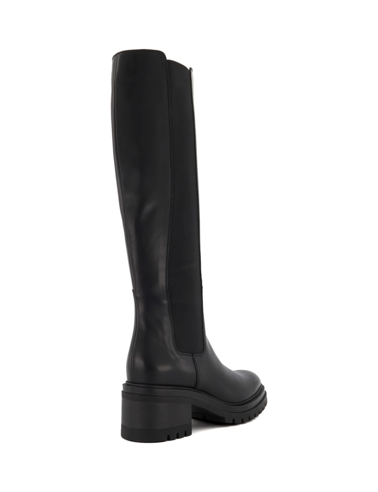 Leather Cleated Block Heel Knee High Boots 3 of 4