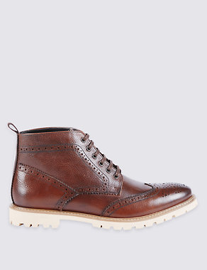 Leather Cleated Brogue Boots Image 2 of 5