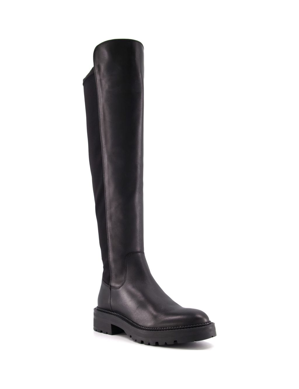 Leather Cleated Flatform Knee High Boots | Dune London | M&S
