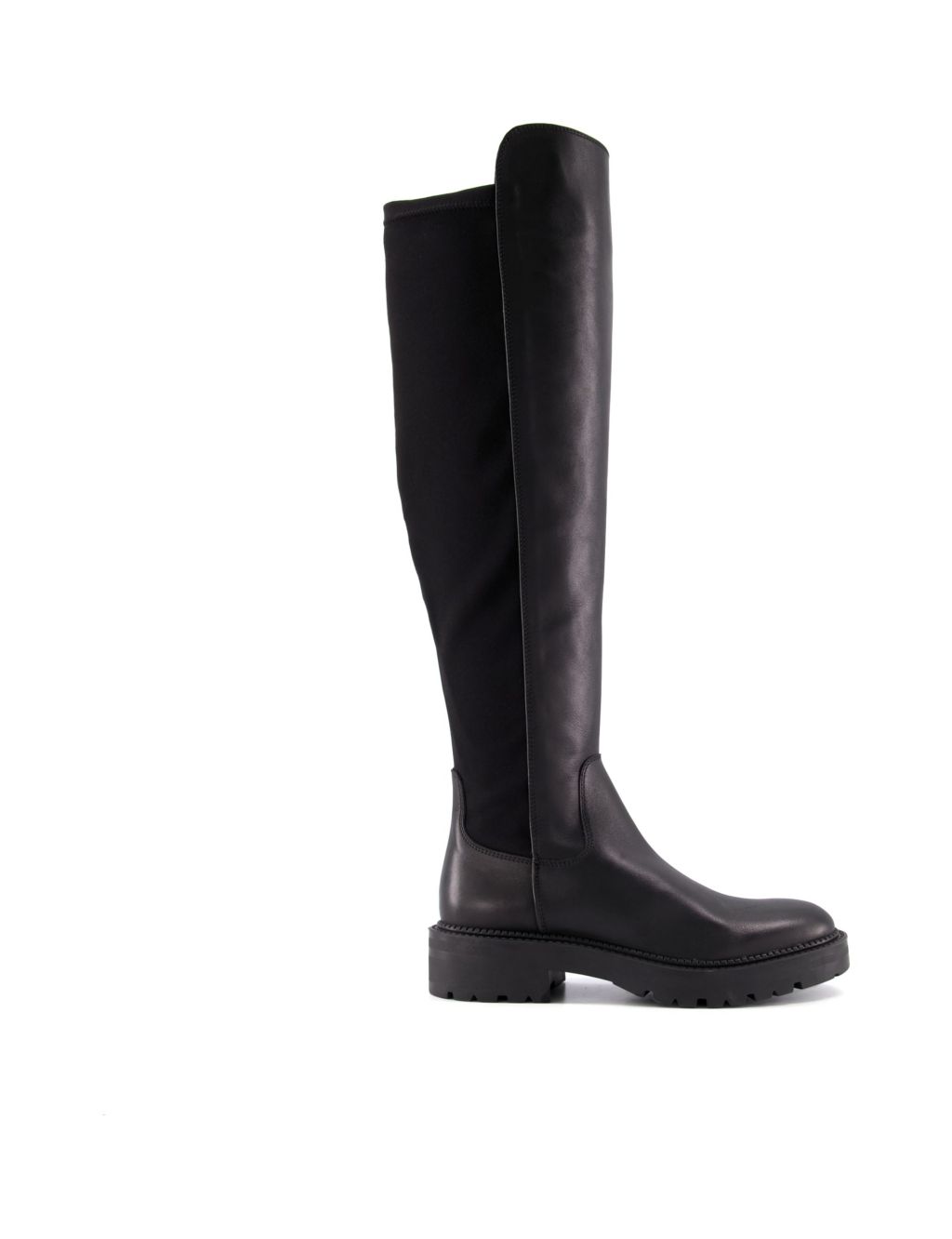 Leather Cleated Flatform Knee High Boots | Dune London | M&S