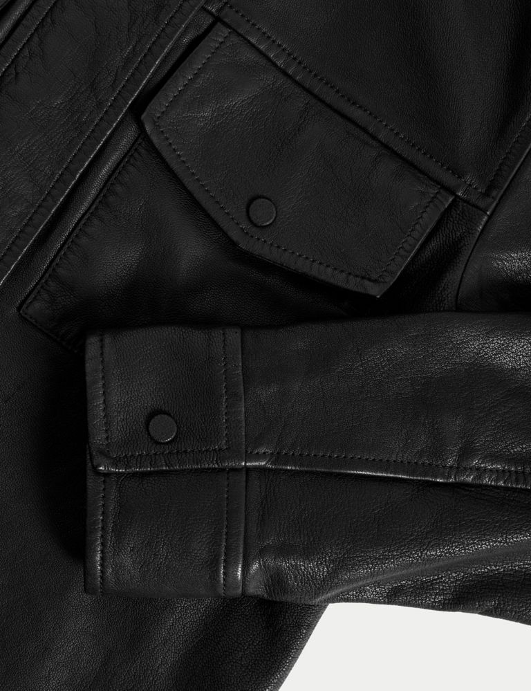 Leather Collared Biker Jacket 8 of 8