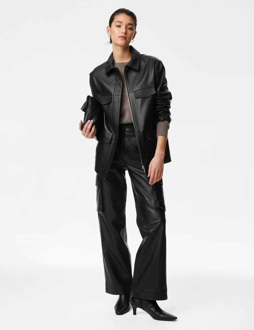 Marks and spencer curve leather best sale jacket