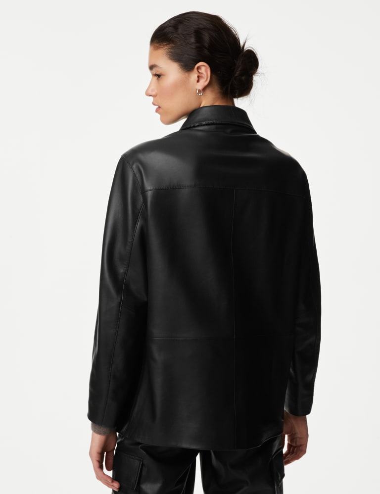 Faux leather sales utility jacket
