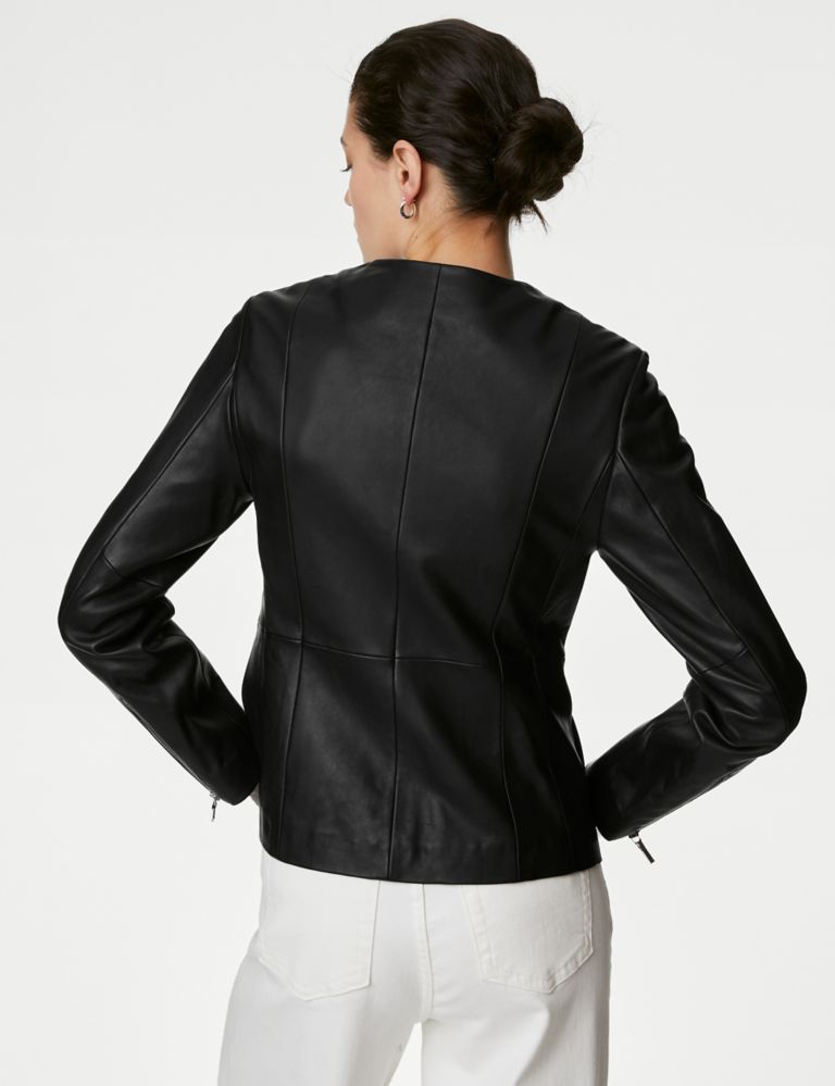 Leather Collarless Jacket 6 of 6