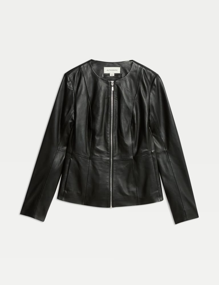 Leather Collarless Jacket 2 of 6