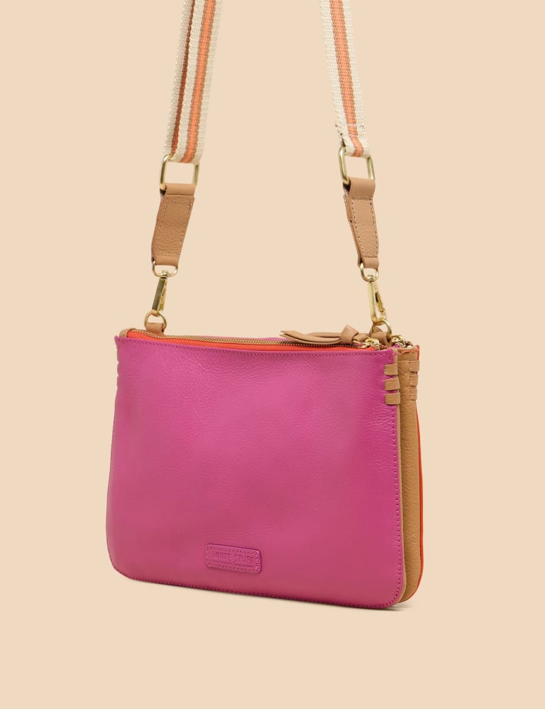 Leather Colour Block Shoulder Bag White Stuff M&S