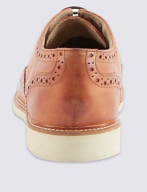 Leather Contrast Sole Brogue Shoes Image 2 of 5