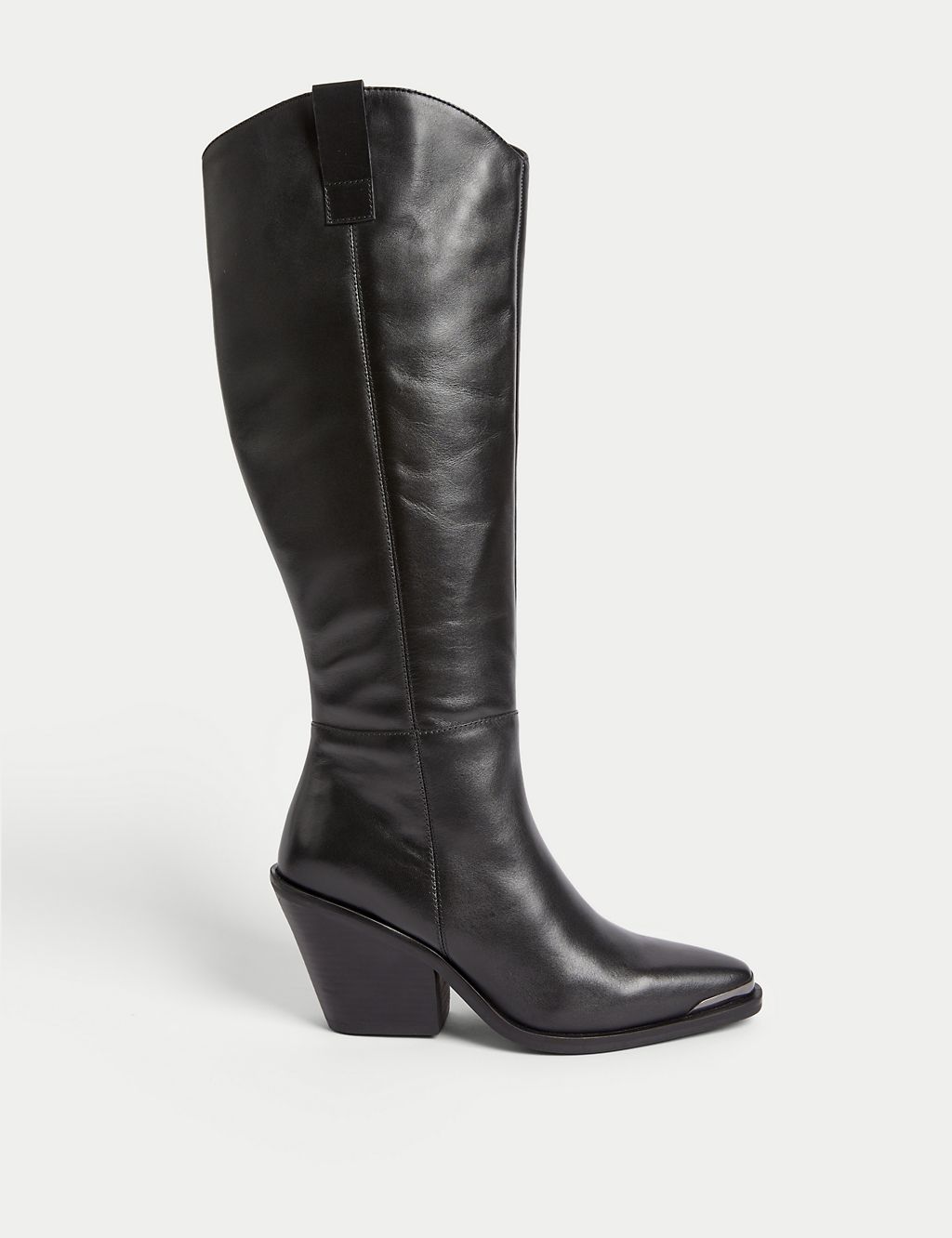 Leather Cow Boy Block Heel Knee High Boots | M&S Collection | M&S