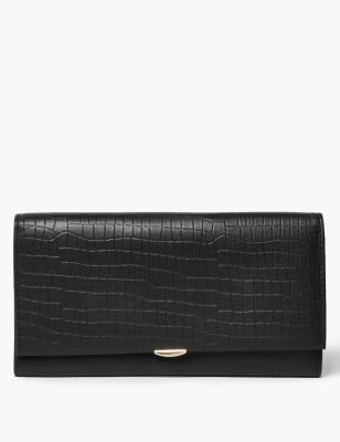 Leather Croc Effect Cardsafe Purse M S Collection M S