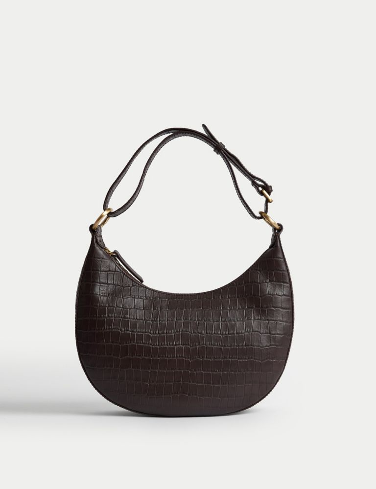 Leather Croc Effect Shoulder Bag 1 of 4