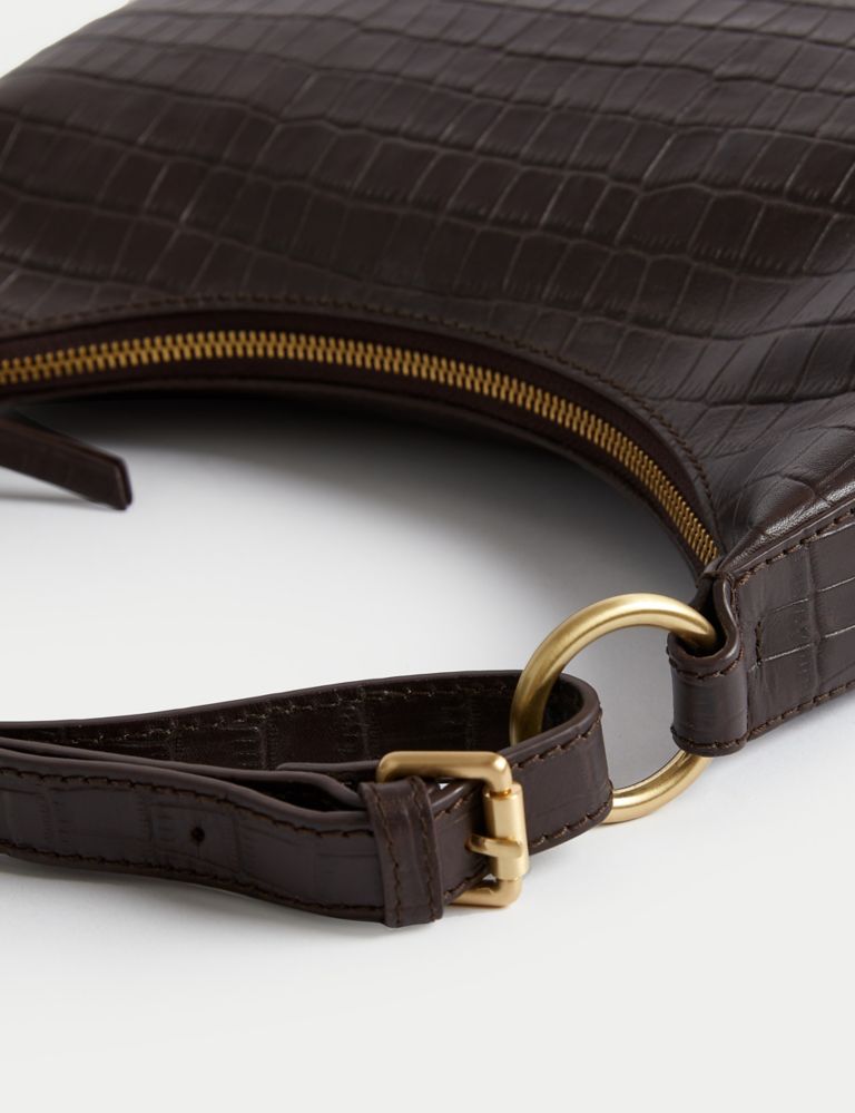 Leather Croc Effect Shoulder Bag 2 of 4