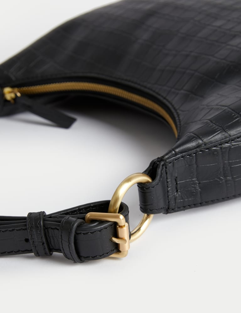 Leather Croc Effect Shoulder Bag M&S Collection M&S