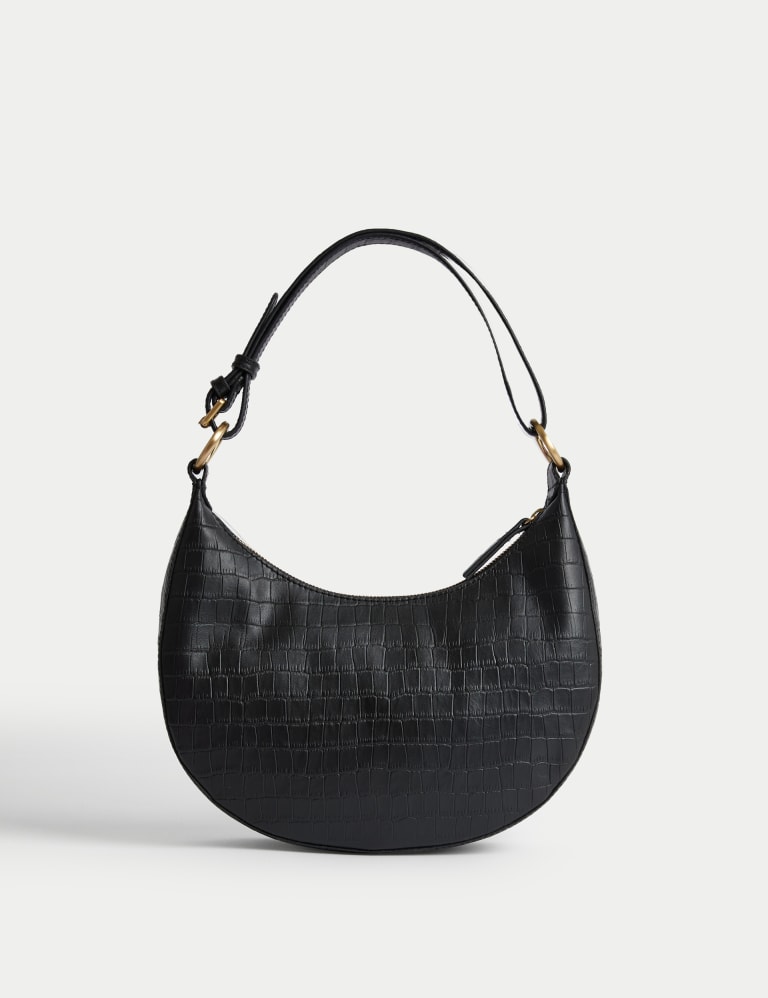 Leather Croc Effect Shoulder Bag 3 of 4