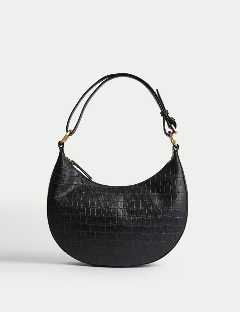 Leather Croc Effect Shoulder Bag 1 of 4