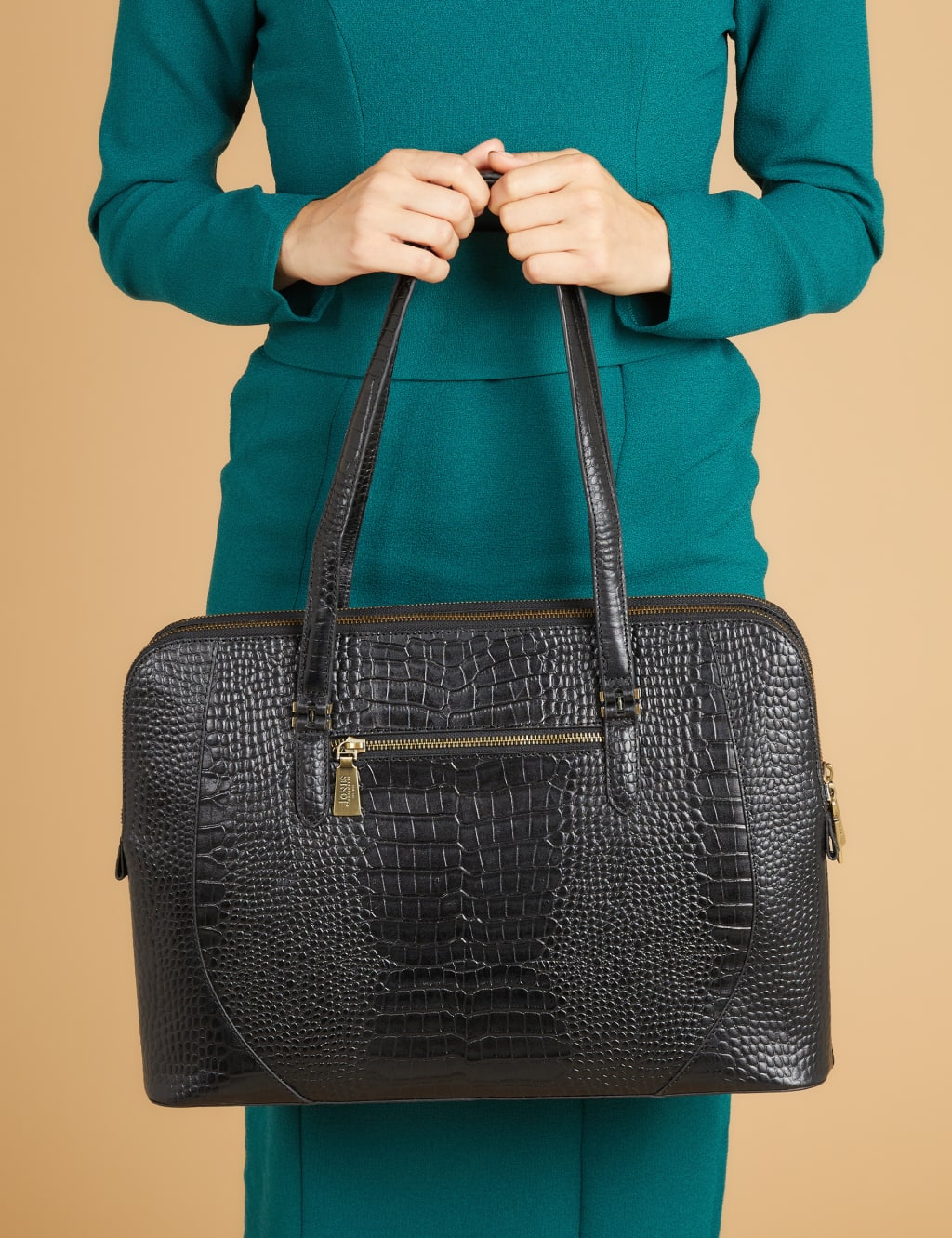 Leather Croc Effect Tote Bag 3 of 3