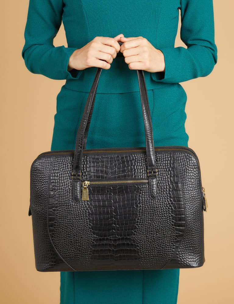 Leather Croc Effect Tote Bag 1 of 3