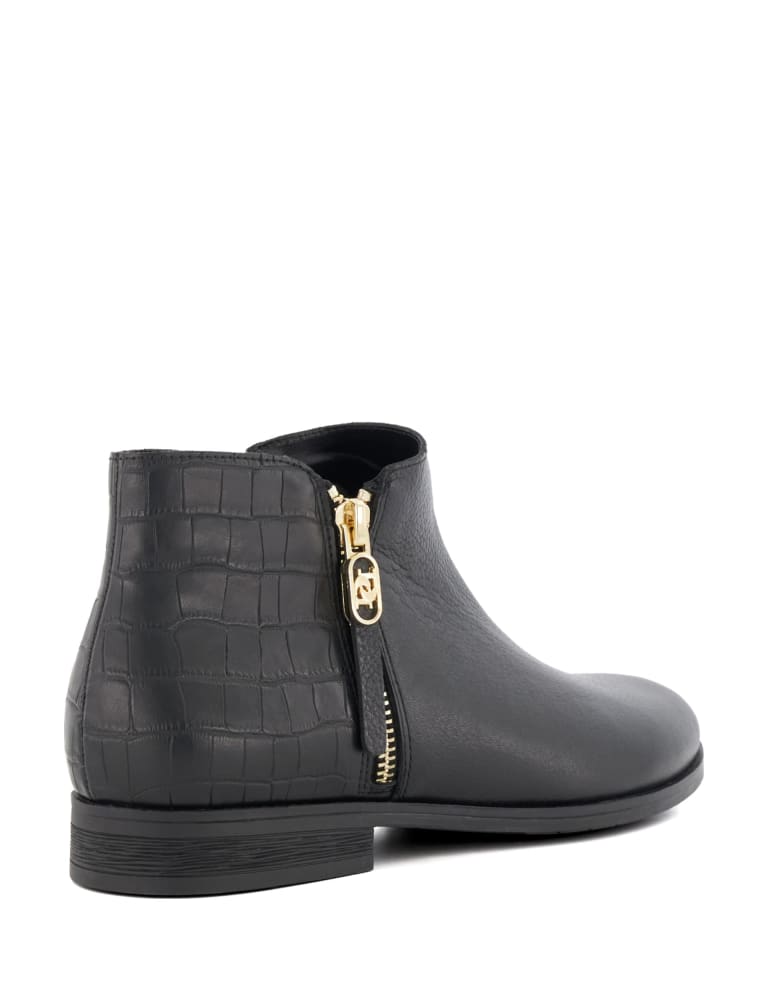 Leather Croc Flat Ankle Boots 3 of 4