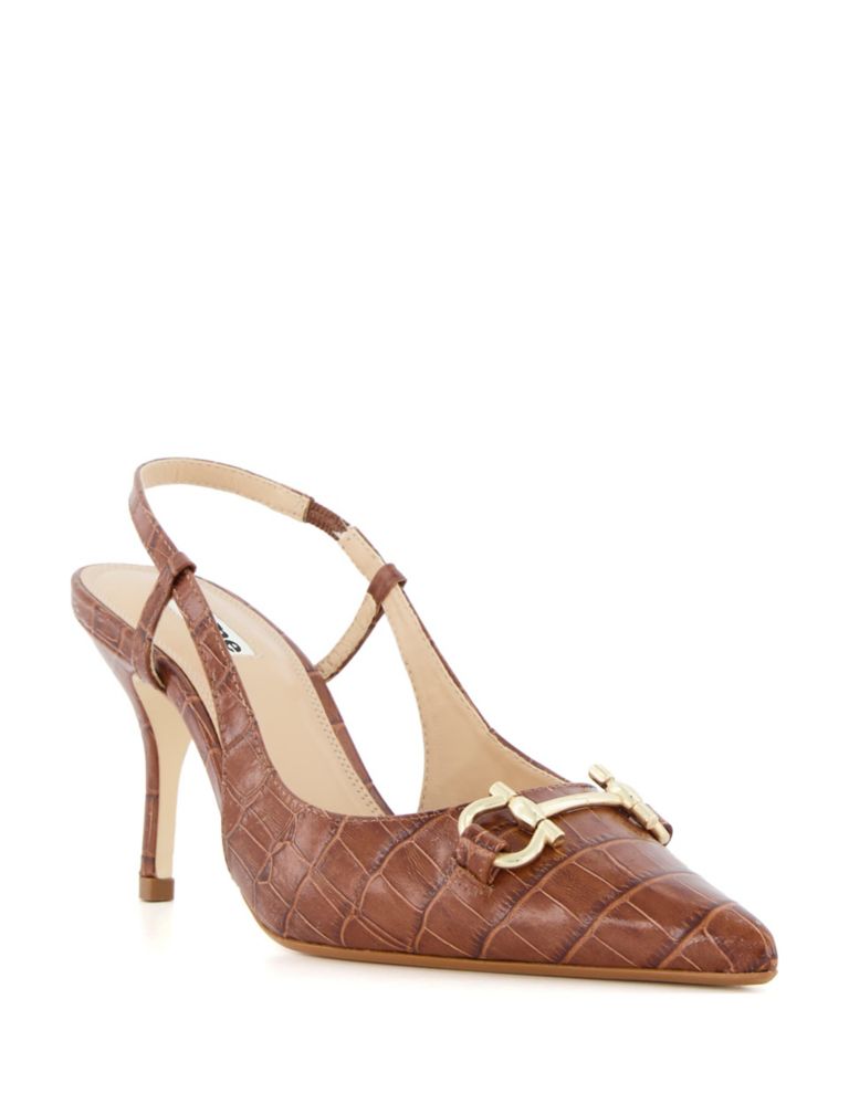 Leather Croc Stiletto Heel Slingback Shoes | Dune London | M&S