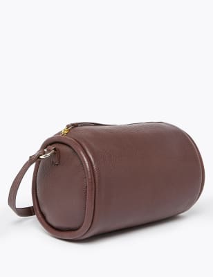 Leather Cross Body Barrel Bag, M&S Collection