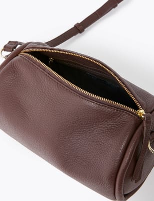 Leather Cross Body Barrel Bag, M&S Collection