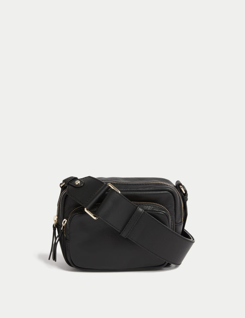 Black leather camera bag crossbody best sale