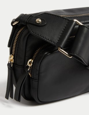 Black leather discount camera bag crossbody