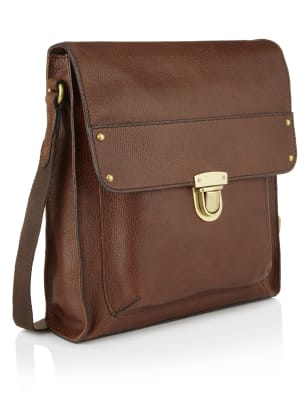 marks and spencer leather messenger bag