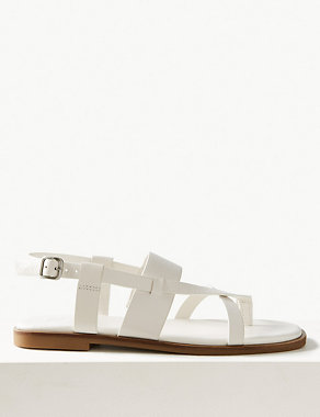 Leather Cross Over Strap Sandals Image 2 of 5