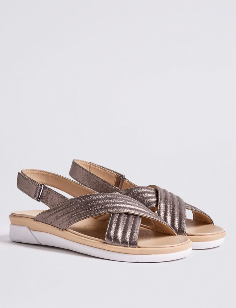 Leather Cross Strap Sandals 3 of 6