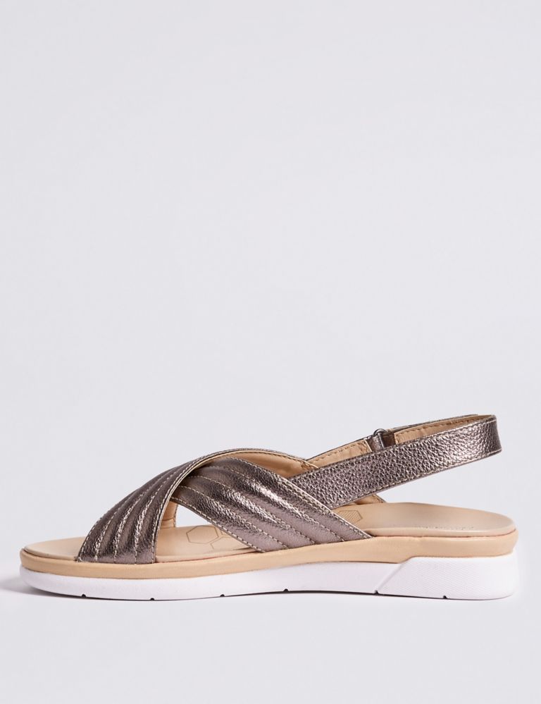 Leather Cross Strap Sandals 5 of 6