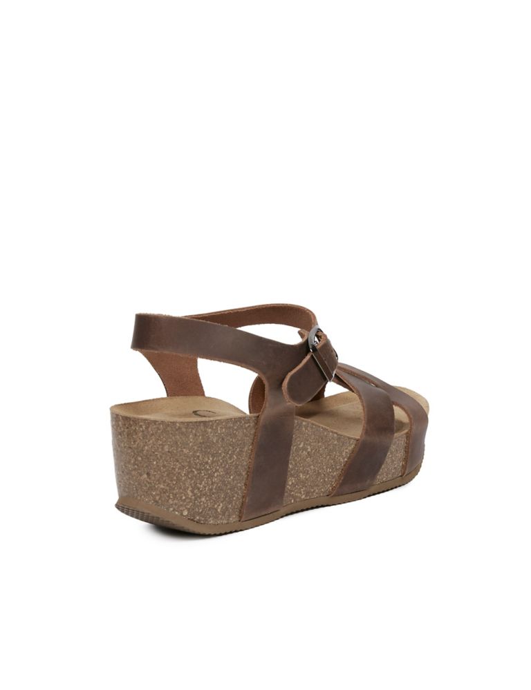 Leather Crossover Ankle Strap Wedge Sandals 4 of 6