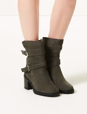 m&s blue suede ankle boots