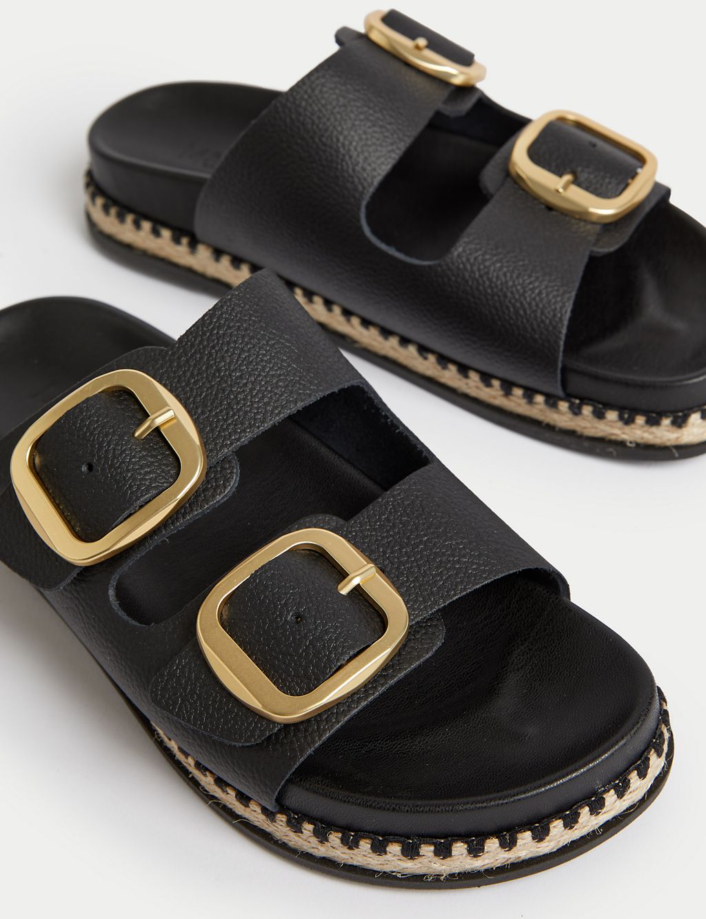 Leather Double Buckle Flatform Sandals 2 of 3
