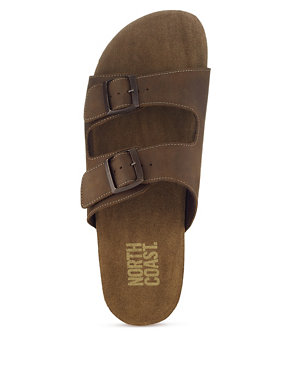 Leather Double Buckle Mule Sandals Image 2 of 4
