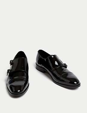 Leather Double Monk Strap Shoes Image 2 of 4