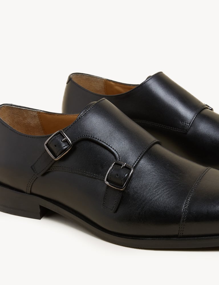 Leather Double Monk Strap Shoes