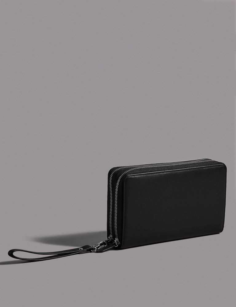 Leather Double Travel Wallet with Cardsafe™ 1 of 5