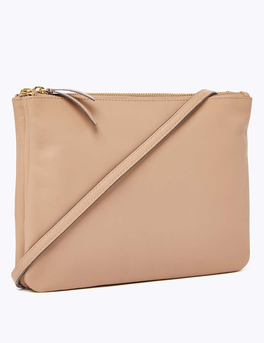 Leather Double Zip Cross Body Bag M&S Collection M&S
