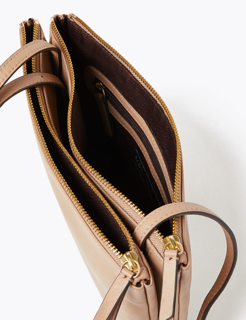 Leather Double Zip Cross Body Bag M&S Collection M&S