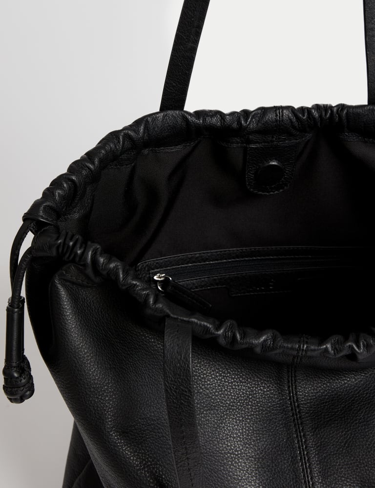 Soft leather drawstring on sale bag