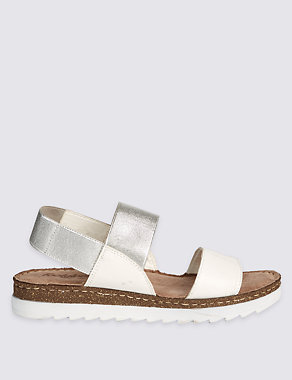 Leather Elastic Two Band Sandals Image 2 of 6