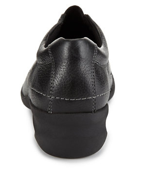 Leather Elasticated Panel Wide Fit Wedge Shoes Image 2 of 4