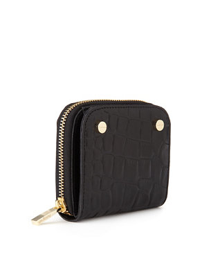 Leather Faux Crocodile Skin Zip Around Purse with Cardsafe™ Image 2 of 5
